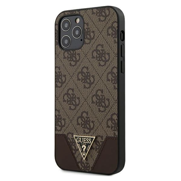 Etui Guess 4G Triangle Collection na iPhone 12 / iPhone 12 Pro - brązowe