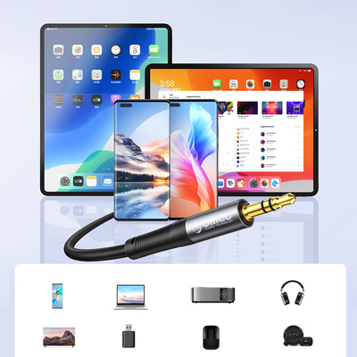 Kabel kątowy audio Orico AXW mini jack 3.5 mm męski do męskiego 3 m - czarny