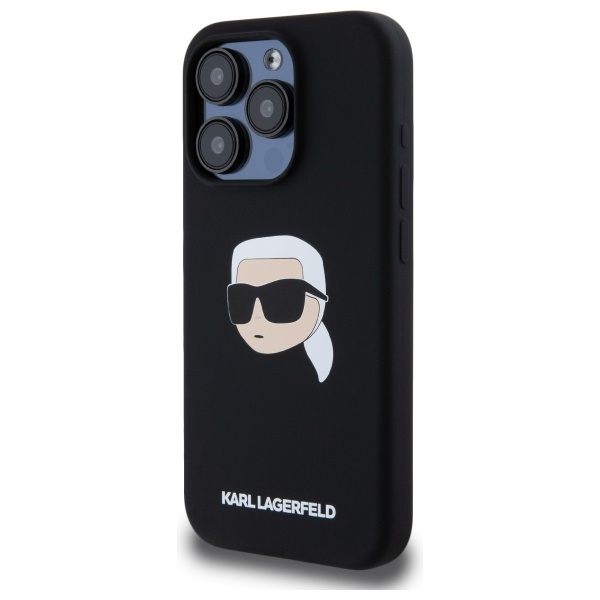 Karl Lagerfeld KLHMP15XSKHPPLK iPhone 15 Pro Max 6,7&quot; schwarz/schwarz Hardcase Silikon Karl Head Print MagSafe
