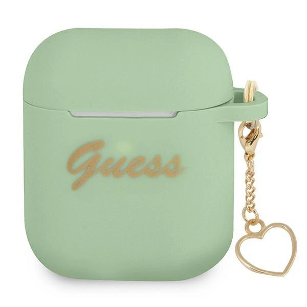 Guess GUA2LSCHSN AirPods cover green/green Silicone Charm Heart Collection