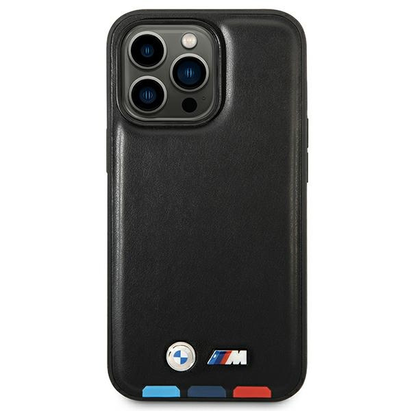 Hülle BMW BMHMP14L22PTDK iPhone 14 Pro 6.1 &quot;schwarz / schwarz Leder Stamp Tricolor Magsafe