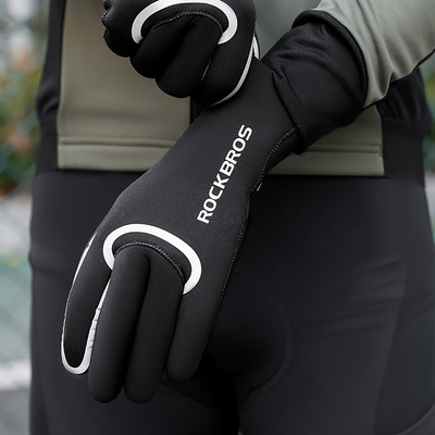 Rockbros komplett wasserdichte Fahrradhandschuhe, Größe: S/M - Schwarz