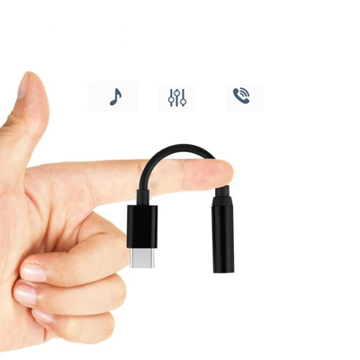 Adapter przejściówka z USB Typ C na gniazdo audio 3.5 mini jack czarny