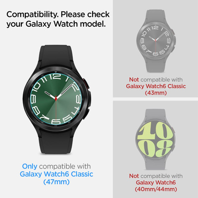 Spigen Glas.tR EZ Fit gehärtetes Glas für Samsung Galaxy Watch 6 Classic (47 mm) - 2 Stk.