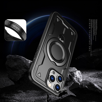 Hybrid Armor Trendy Hülle mit MagSafe für iPhone 16 Pro – Schwarz