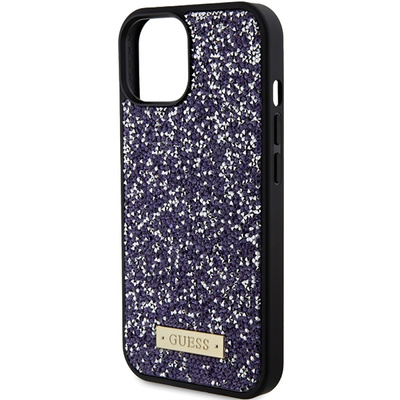 Guess Strass Metall Logo iPhone 15 Hülle - Rosa