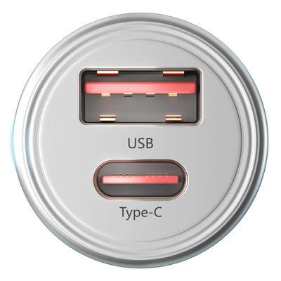 Ładowarka samochodowa 3mk Hyper Car Charger 30W USB-C USB-A - srebrna