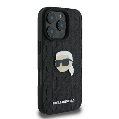 Karl Lagerfeld Monogram Karl Head Pin Case for iPhone 16 Pro 6.3&quot; Black