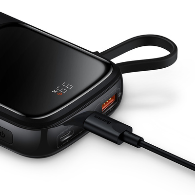 Powerbank 10000 mAh 20 W Baseus Qpow Pro Overseas Edition + USB C 3A Kabel – Schwarz
