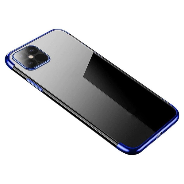 Clear Color Case TPU-Gel-Cover mit Metallrahmen für Samsung Galaxy S22 Ultra blau