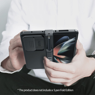 Nillkin CamShield Pro Case (Anzug) Hülle für Samsung Galaxy Z Fold 4 Cover mit Kameraabdeckungsständer blau