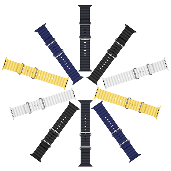 Dux Ducis Strap Watch Strap 9 / 8 / 7 / 6 / 5 / 4 / 3 / 2 / SE (41 / 40 / 38mm) Silicone Band Bracelet White (OceanWave Version)
