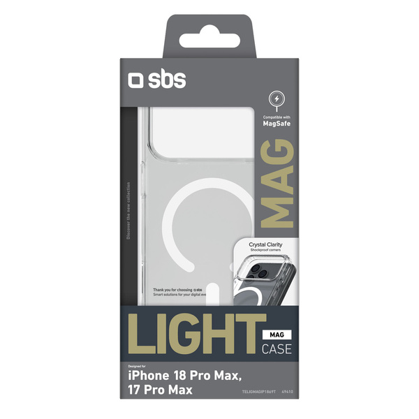 SBS Light Mag Cover for iPhone 18 Pro Max / 17 Pro Max Compatible with MagSafe - Clear
