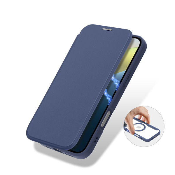 Dux Ducis Skin X Pro Hülle für iPhone 16 mit MagSafe und Klappe – Blau