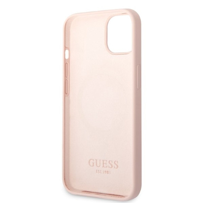 Guess GUHMP13SSBPLP iPhone 13 mini 5.4&quot; pink/pink hard case Silicone Logo Plate MagSafe