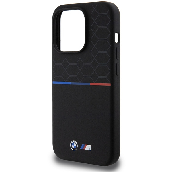 BMW M Silicone Pattern MagSafe Hülle für iPhone 15 Pro – Schwarz