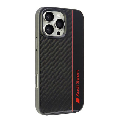 Audi Carbon Fiber Stripe iPhone 16 Pro Max 6.9&quot; black hardcase AUS-TPUPCIP16PM-R8/D1-BK