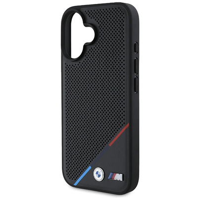 BMW M Perforated Tricolor Line MagSafe Case for iPhone 16 Plus - Black