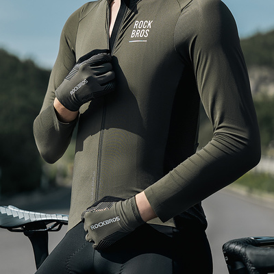 Rockbros Fahrradhandschuhe Frühling/Sommer/Herbst, Full, Größe: XXL - Schwarz