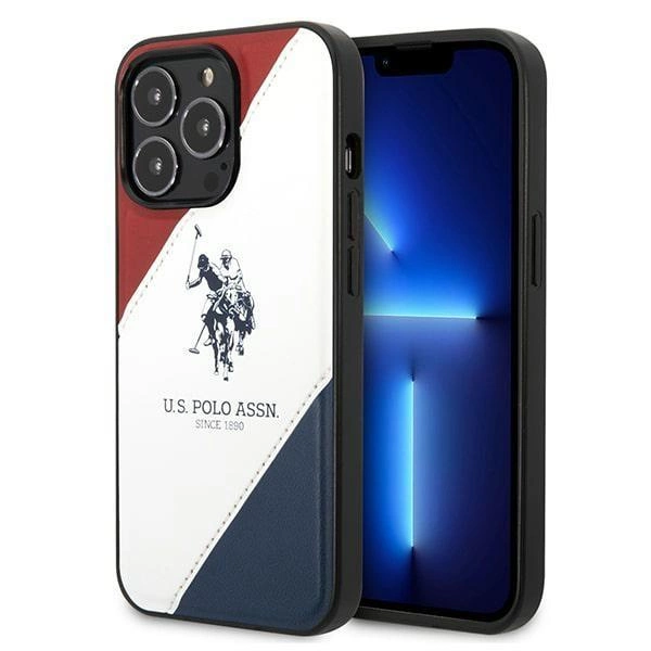 Etui U.S. Polo Assn. Tricolor Embossed na iPhone 14 Pro Max - białe