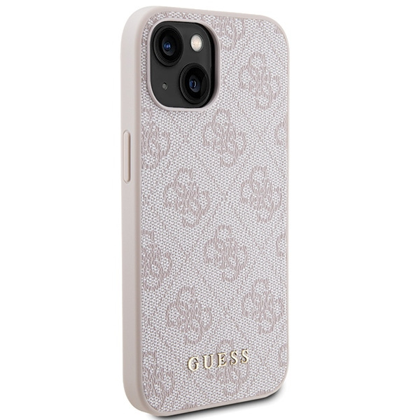 Etui Guess 4G Metal Gold Logo na iPhone 15 - różowe 