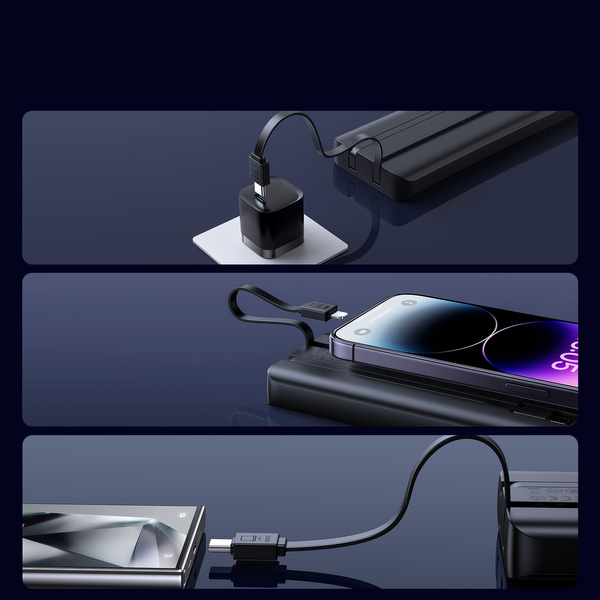 Joyroom JR-PBF19 22.5W 10000mAh Powerbank with Two Built-in Cables - Black