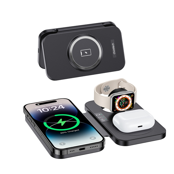 Choetech T616-F 3in1 induktives Ladegerät kompatibel mit Apple und Samsung -Geräten – Schwarz