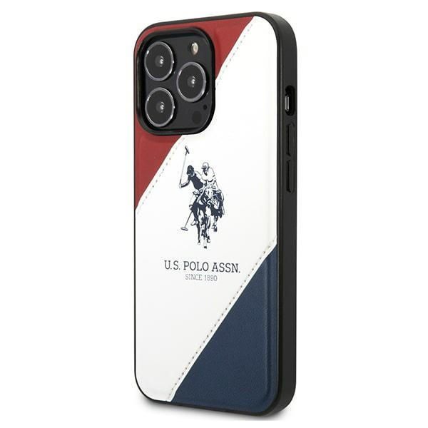 Etui U.S. Polo Assn. Tricolor Embossed na iPhone 14 Pro - białe