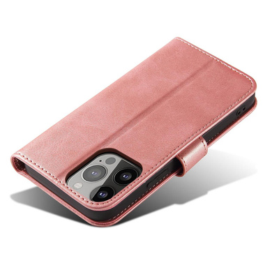 Magnet Case elegante Hülle mit Überschlag und Standfunktion iPhone 14 pink